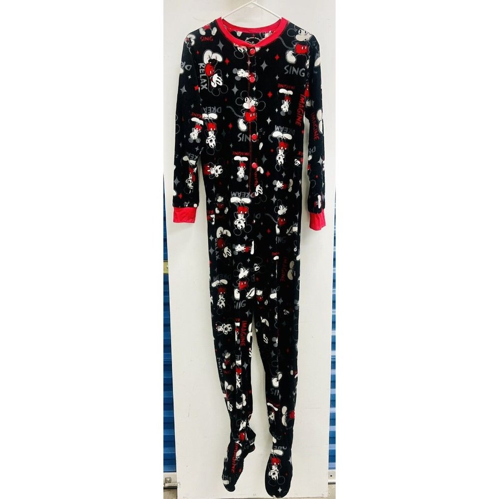 Disney Mickey Mouse Adult Footed Sleepwear - Dream Imagine Relax Sing - SZ. M VG